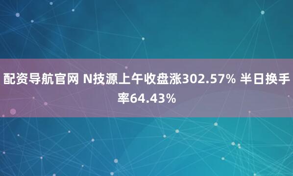 配资导航官网 N技源上午收盘涨302.57% 半日换手率64.43%