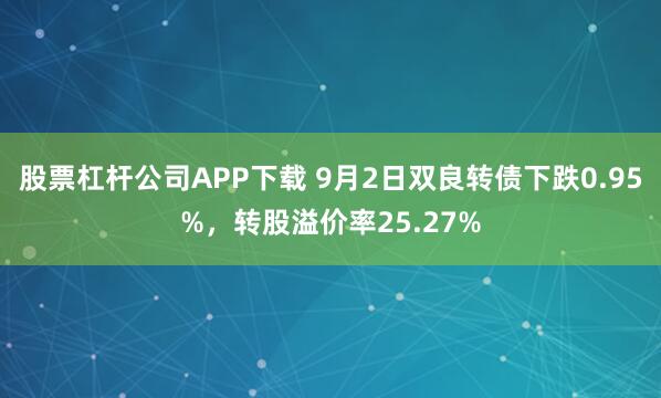 股票杠杆公司APP下载 9月2日双良转债下跌0.95%,转股溢价率25.27%