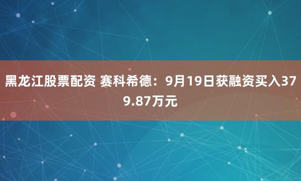 黑龙江股票配资 赛科希德：9月19日获融资买入379.87万元